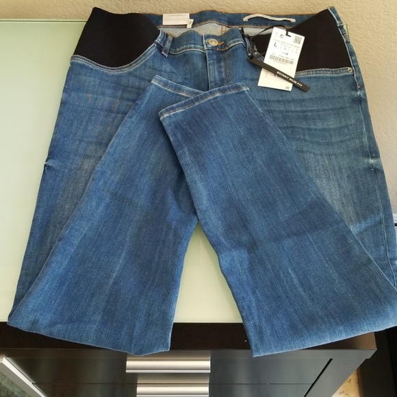Zara Skinny Jeans Blue Denim Maternity L Skinny Mum Fit NWT - Picture 6 of 7